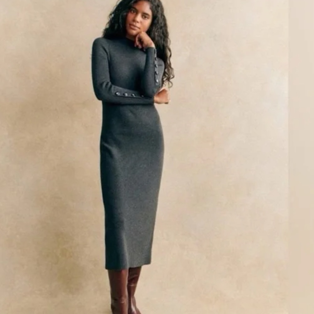 Sézane- Hillary Dress Charcoal Grey NWOT